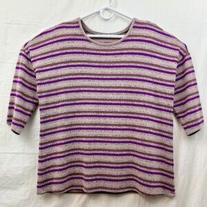 Torrid Relaxed Fit Super Soft Plush Crew Neck Dolman 3/4 Sleeve Women +1 Striped